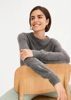 bonprix Bekleidung·Umstandsmode|Pullover & Strickjacken^Pullover mit Ballonärmeln anthrazit meliert