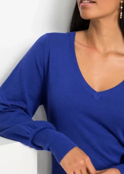 bonprix Bekleidung·Umstandsmode|Strickmode^Pullover mit Ballonärmeln saphirblau