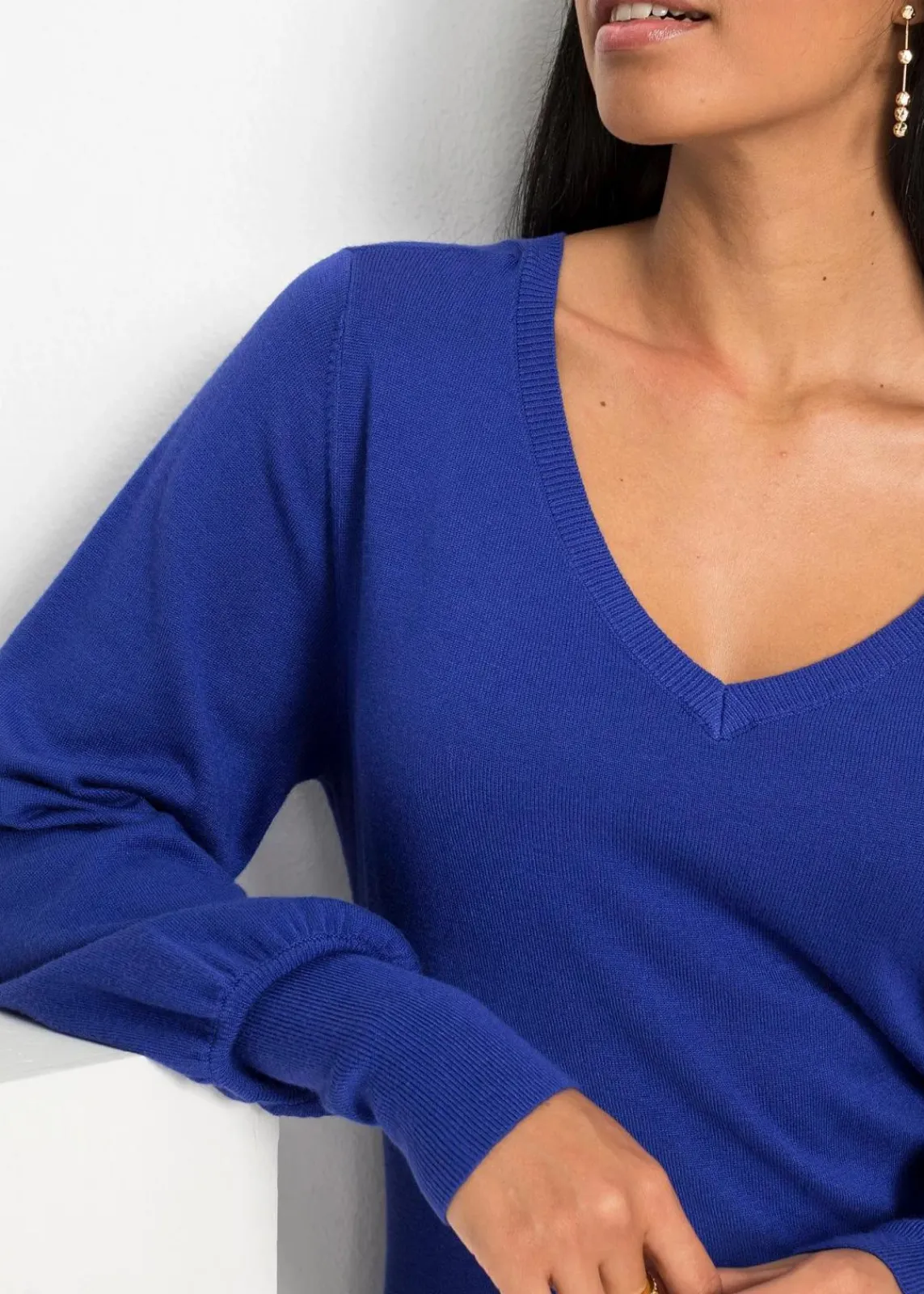 bonprix Bekleidung·Umstandsmode|Strickmode^Pullover mit Ballonärmeln saphirblau