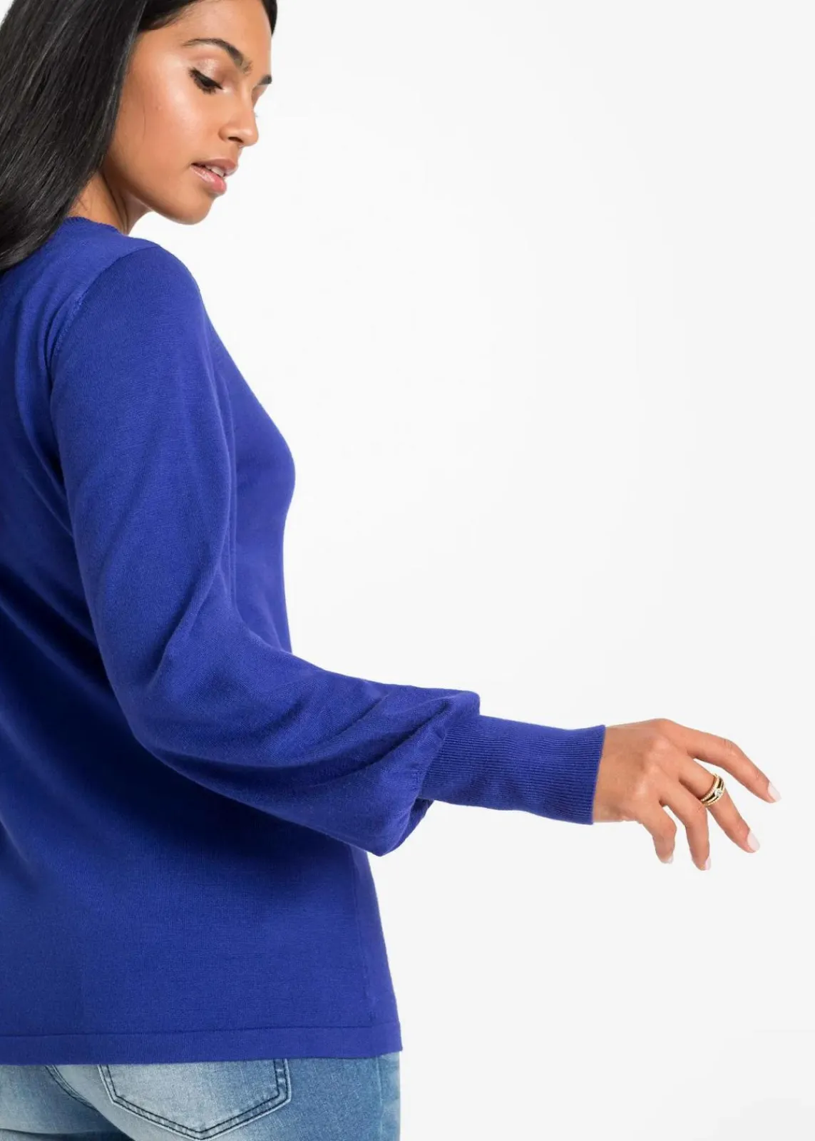 bonprix Bekleidung·Umstandsmode|Strickmode^Pullover mit Ballonärmeln saphirblau