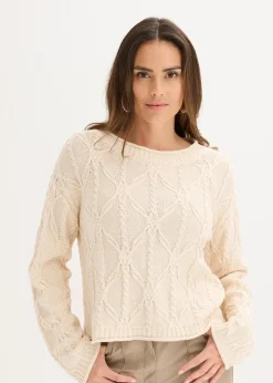 bonprix Bekleidung·Umstandsmode|Bekleidung·Jeans^Pullover mit Baumwollanteil kieselbeige meliert