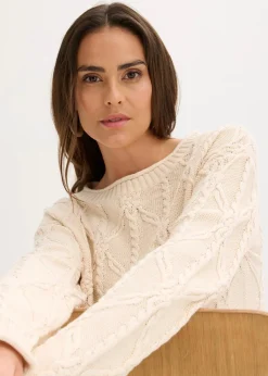 bonprix Bekleidung·Umstandsmode|Bekleidung·Jeans^Pullover mit Baumwollanteil kieselbeige meliert