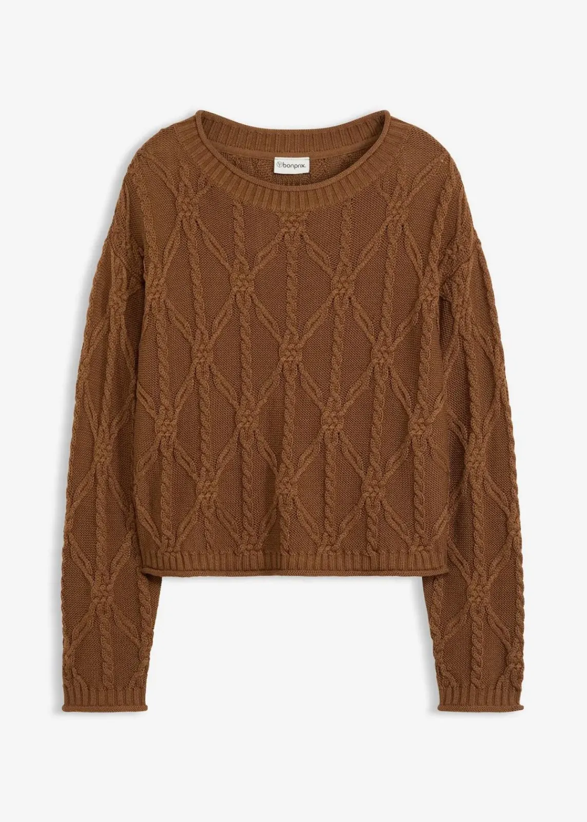 bonprix Pullover & Strickjacken|Strickmode^Pullover mit Baumwollanteil pimentbraun