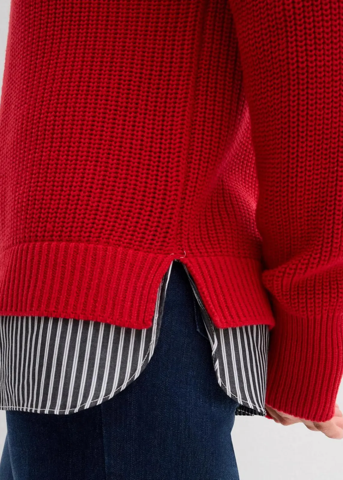 bonprix Bekleidung·Umstandsmode|Bekleidung·Jeans^Pullover mit Bluseneinsatz lavarot/weiß/schattengrau