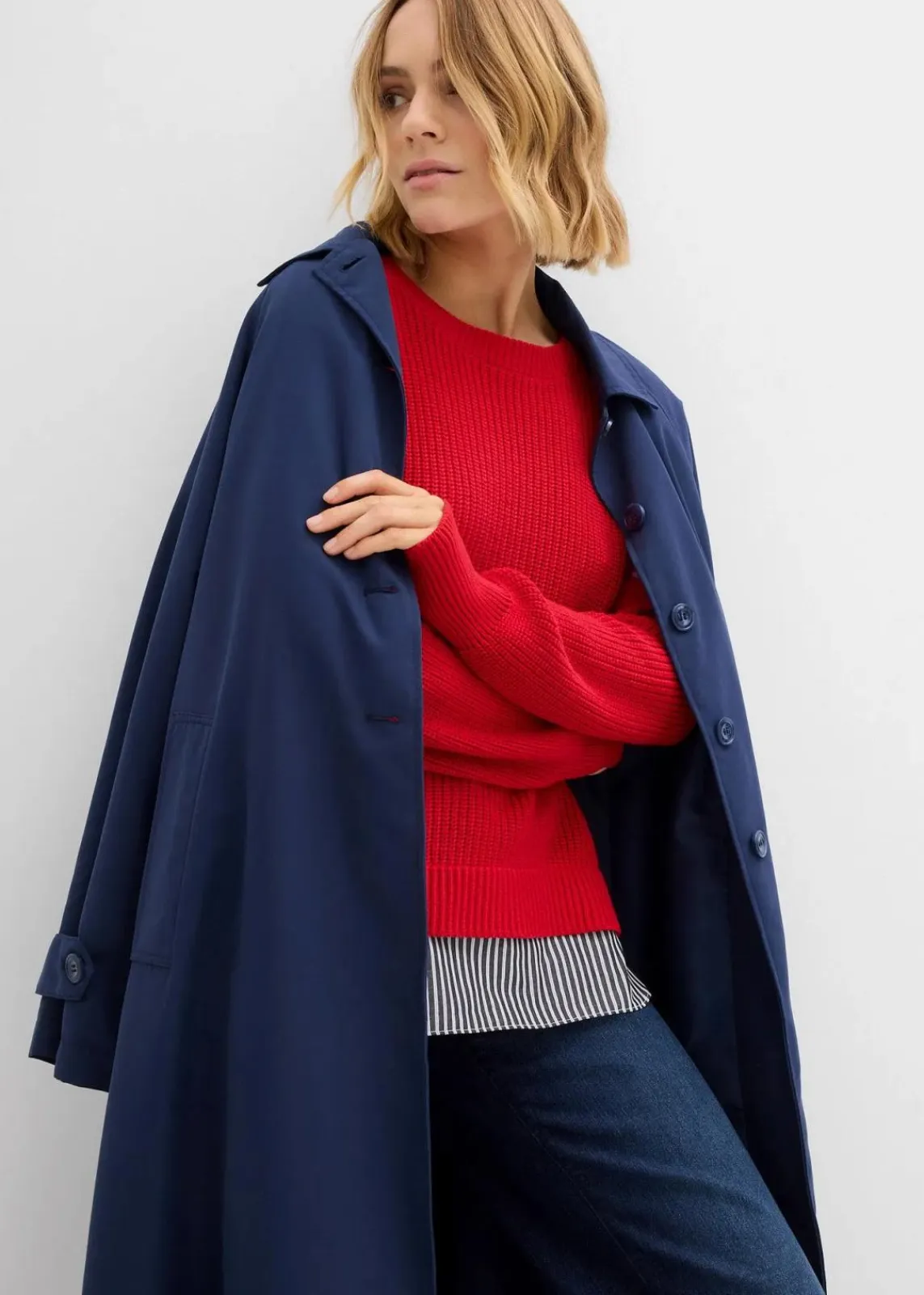 bonprix Bekleidung·Umstandsmode|Bekleidung·Jeans^Pullover mit Bluseneinsatz lavarot/weiß/schattengrau