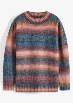 bonprix Bekleidung·Umstandsmode|Strickmode^Pullover mit Farbverlauf und Wollanteil himbeerrose/dunkelblau/rostbraun/ahornrot