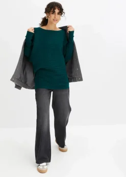 bonprix Bekleidung·Umstandsmode|Bekleidung·Jeans^Pullover mit Fledermausärmeln waldgrün