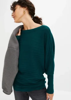 bonprix Bekleidung·Umstandsmode|Bekleidung·Jeans^Pullover mit Fledermausärmeln waldgrün