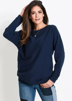 bonprix Strickmode|Pullover & Strickjacken^Pullover mit Fledermausärmeln dunkelblau