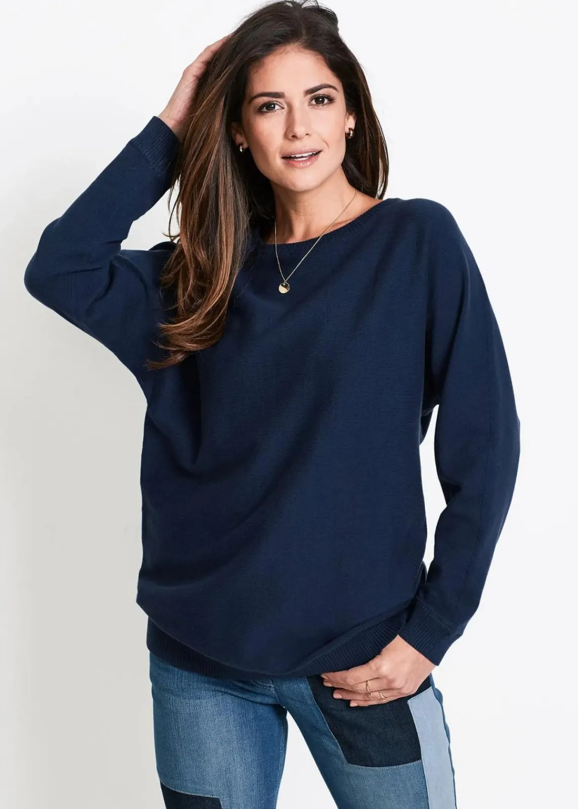 bonprix Strickmode|Pullover & Strickjacken^Pullover mit Fledermausärmeln dunkelblau