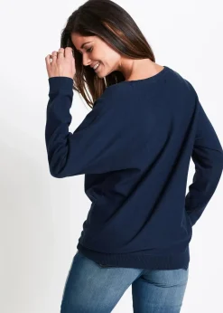 bonprix Strickmode|Pullover & Strickjacken^Pullover mit Fledermausärmeln dunkelblau