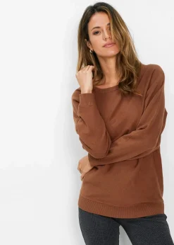 bonprix Strickmode|Pullover & Strickjacken^Pullover mit Fledermausärmeln kastanienbraun