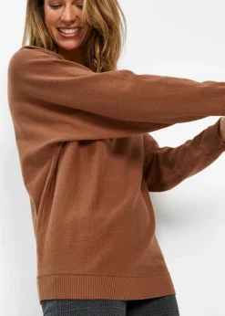 bonprix Strickmode|Pullover & Strickjacken^Pullover mit Fledermausärmeln kastanienbraun