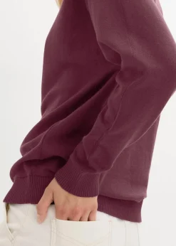 bonprix Strickmode|Pullover & Strickjacken^Pullover mit Fledermausärmeln weinrot