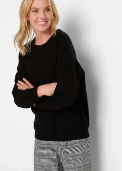 bonprix Strickmode|Pullover & Strickjacken^Pullover mit Fledermausärmeln schwarz