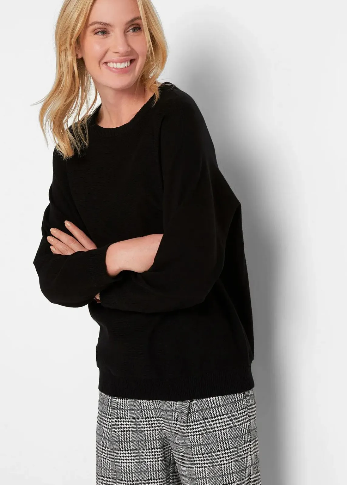 bonprix Strickmode|Pullover & Strickjacken^Pullover mit Fledermausärmeln schwarz