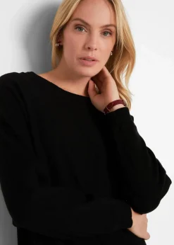 bonprix Strickmode|Pullover & Strickjacken^Pullover mit Fledermausärmeln schwarz