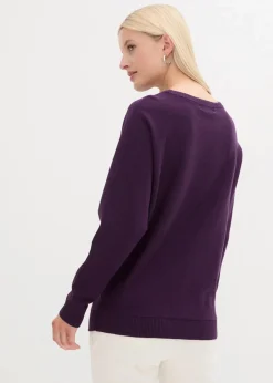 bonprix Bekleidung·Jeans|Pullover & Strickjacken^Pullover mit Fledermausärmeln dunkellila