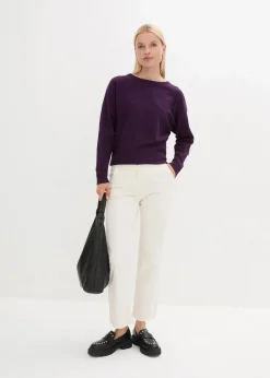 bonprix Bekleidung·Jeans|Pullover & Strickjacken^Pullover mit Fledermausärmeln dunkellila