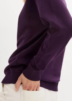 bonprix Bekleidung·Jeans|Pullover & Strickjacken^Pullover mit Fledermausärmeln dunkellila