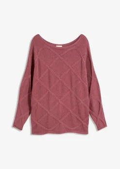 bonprix Bekleidung·Umstandsmode|Strickmode^Pullover mit horizonatalem Zopfmuster softbeere