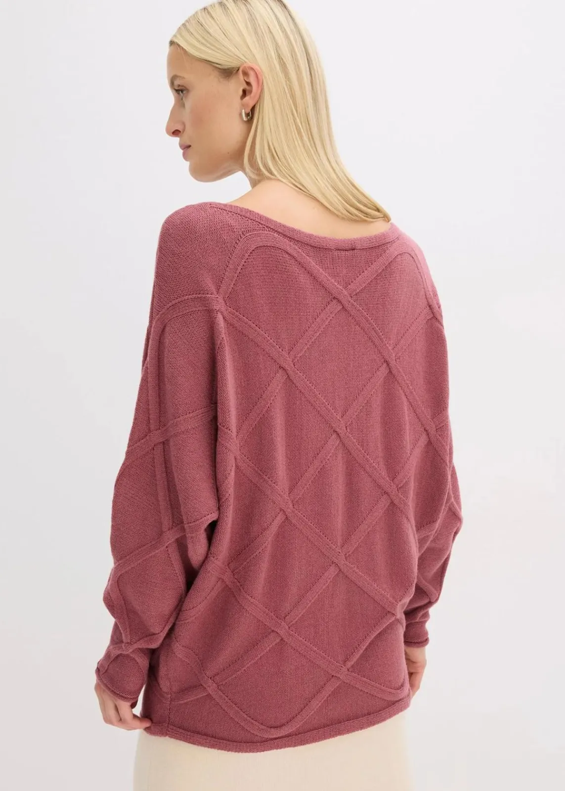 bonprix Bekleidung·Umstandsmode|Strickmode^Pullover mit horizonatalem Zopfmuster softbeere