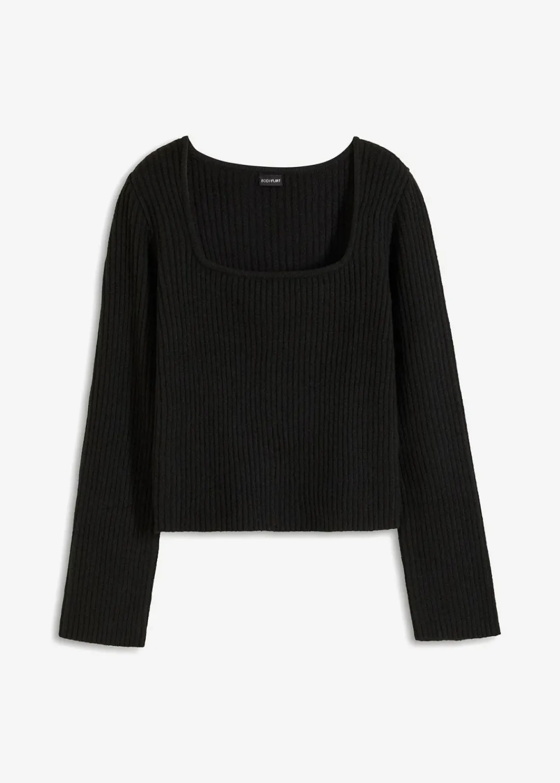 bonprix Pullover & Strickjacken|Strickmode^Pullover mit Karree-Ausschnitt schwarz