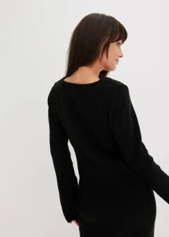 bonprix Pullover & Strickjacken|Strickmode^Pullover mit Karree-Ausschnitt schwarz