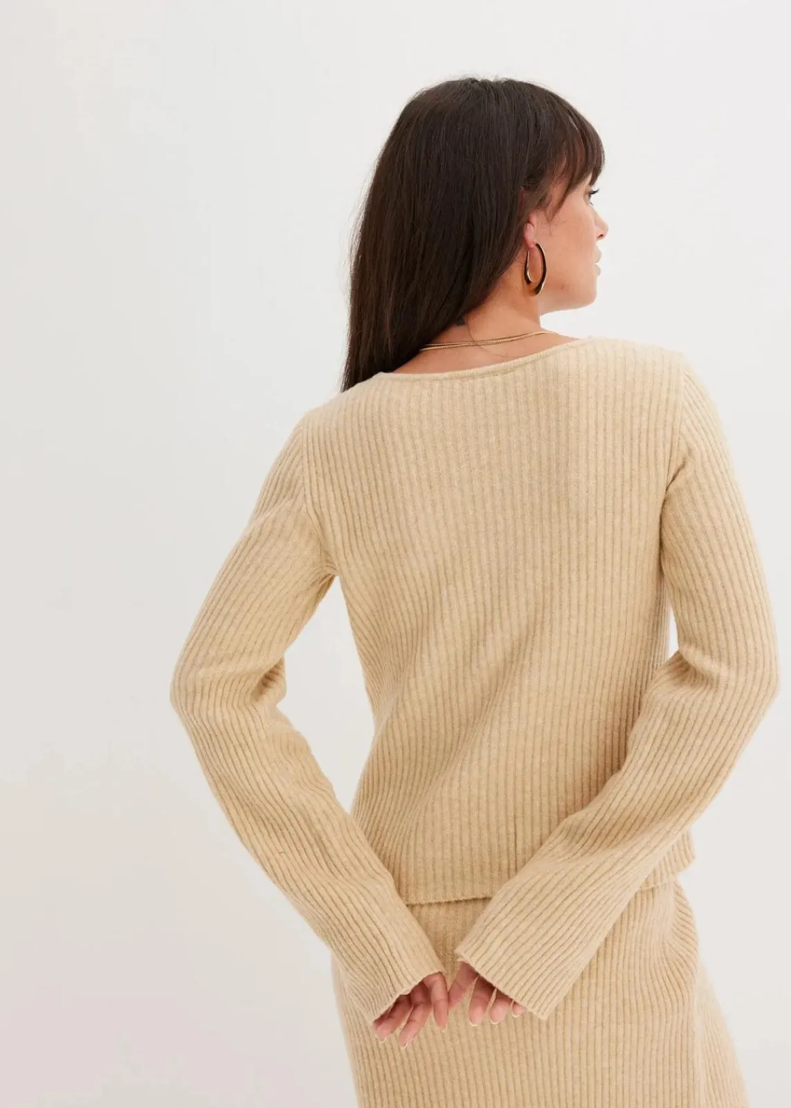 bonprix Bekleidung·Umstandsmode|Bekleidung·Jeans^Pullover mit Karree-Ausschnitt latte macchiato meliert