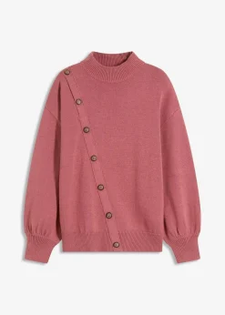 bonprix Strickmode|Pullover & Strickjacken^Pullover mit Knopfleiste softbeere