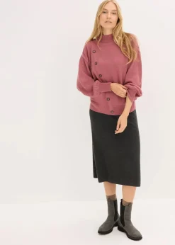 bonprix Strickmode|Pullover & Strickjacken^Pullover mit Knopfleiste softbeere