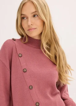 bonprix Strickmode|Pullover & Strickjacken^Pullover mit Knopfleiste softbeere