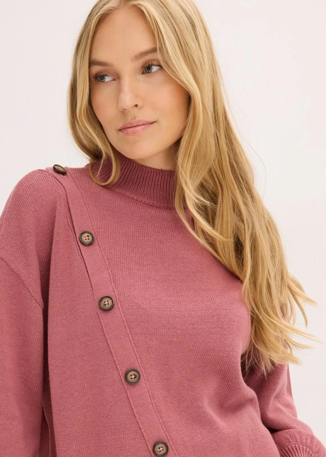 bonprix Strickmode|Pullover & Strickjacken^Pullover mit Knopfleiste softbeere