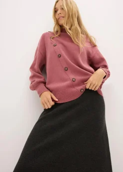 bonprix Strickmode|Pullover & Strickjacken^Pullover mit Knopfleiste softbeere