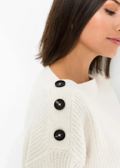bonprix Bekleidung·Umstandsmode|Strickmode^Pullover mit Knöpfen wollweiß