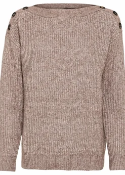 bonprix Bekleidung·Umstandsmode|Strickmode^Pullover mit Knöpfen braun meliert