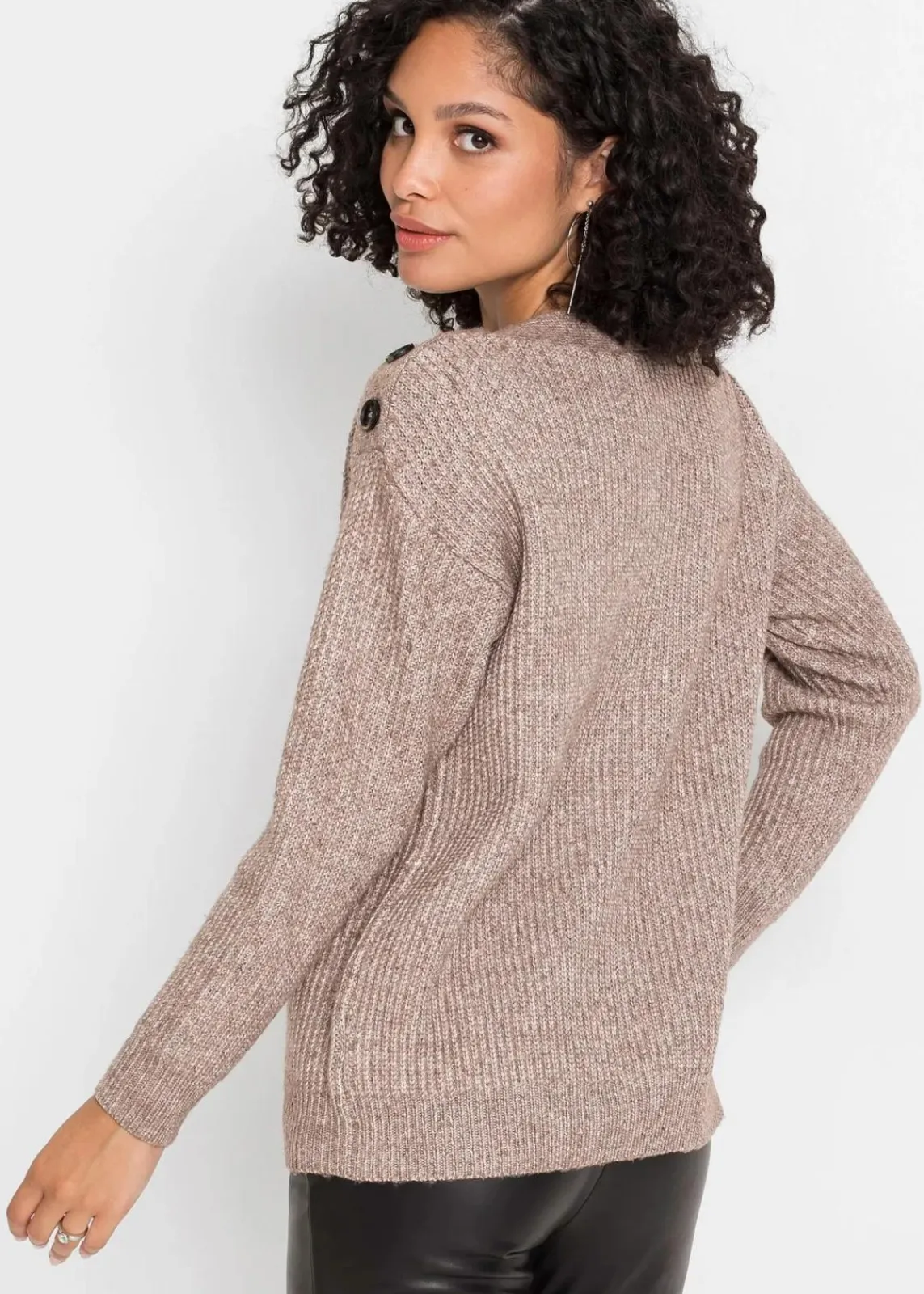 bonprix Bekleidung·Umstandsmode|Strickmode^Pullover mit Knöpfen braun meliert