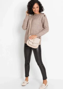bonprix Bekleidung·Umstandsmode|Strickmode^Pullover mit Knöpfen braun meliert