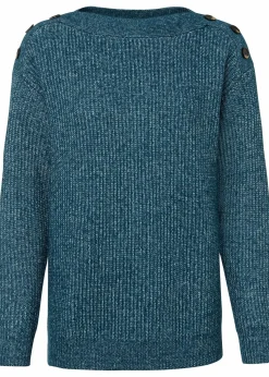 bonprix Pullover & Strickjacken|Bekleidung·Jeans^Pullover mit Knöpfen blaupetrol meliert