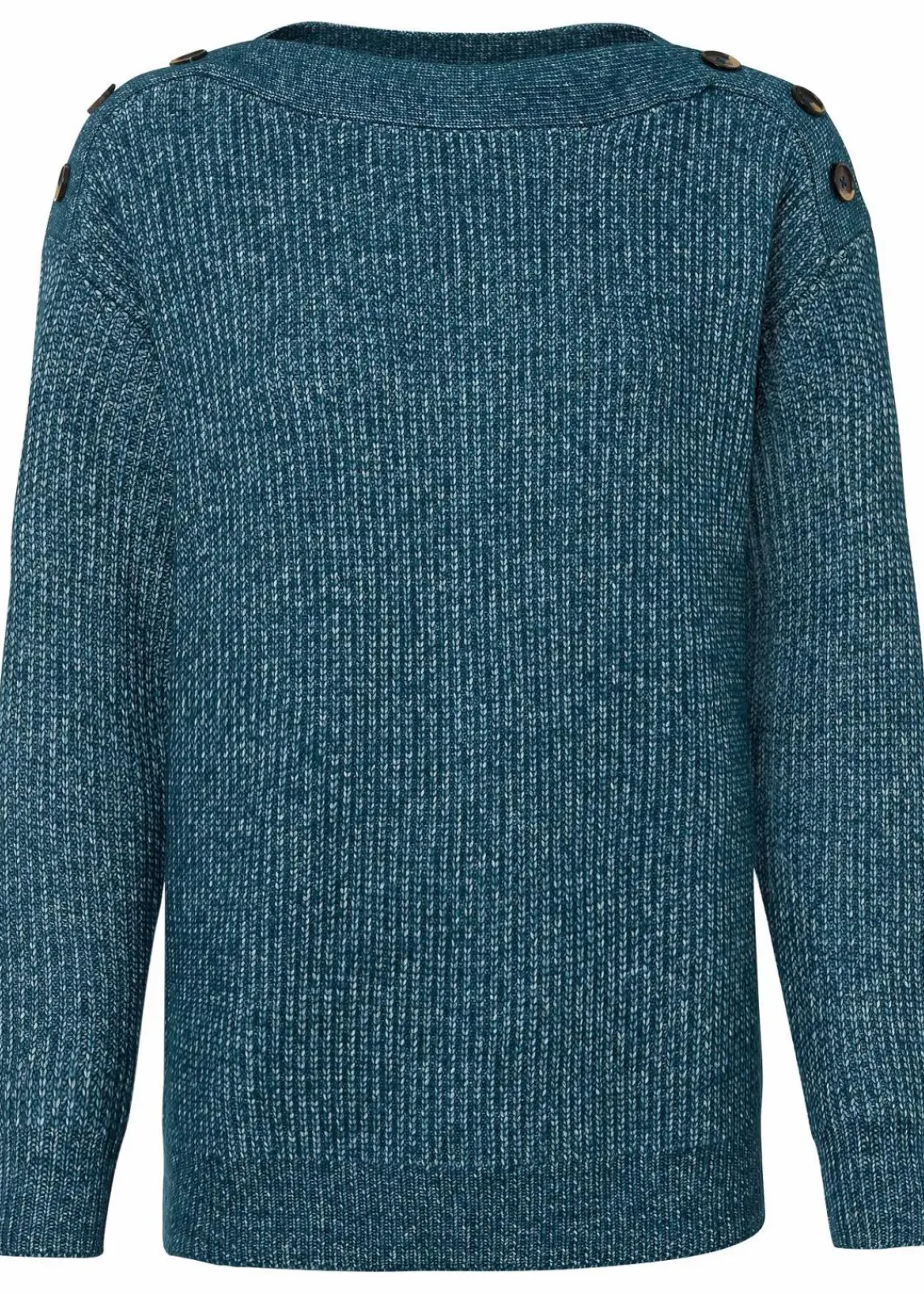 bonprix Pullover & Strickjacken|Bekleidung·Jeans^Pullover mit Knöpfen blaupetrol meliert