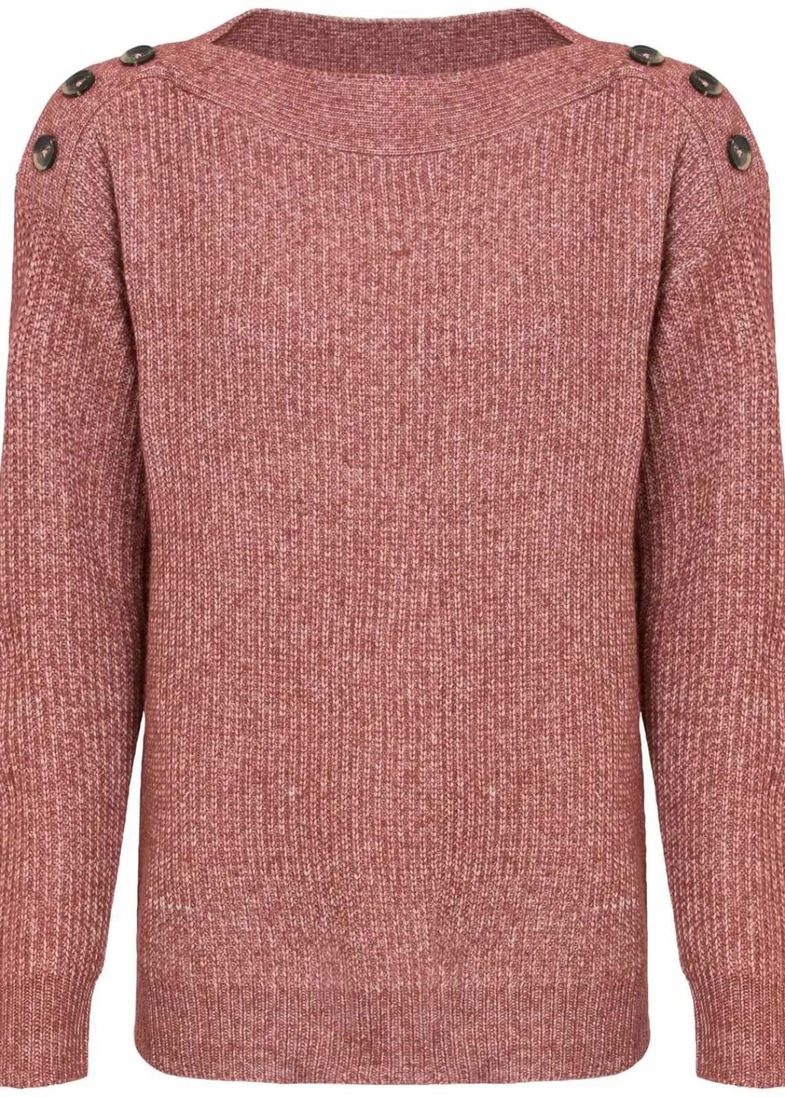 bonprix Pullover & Strickjacken|Bekleidung·Jeans^Pullover mit Knöpfen dunkelrosa meliert