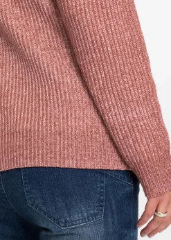 bonprix Pullover & Strickjacken|Bekleidung·Jeans^Pullover mit Knöpfen dunkelrosa meliert