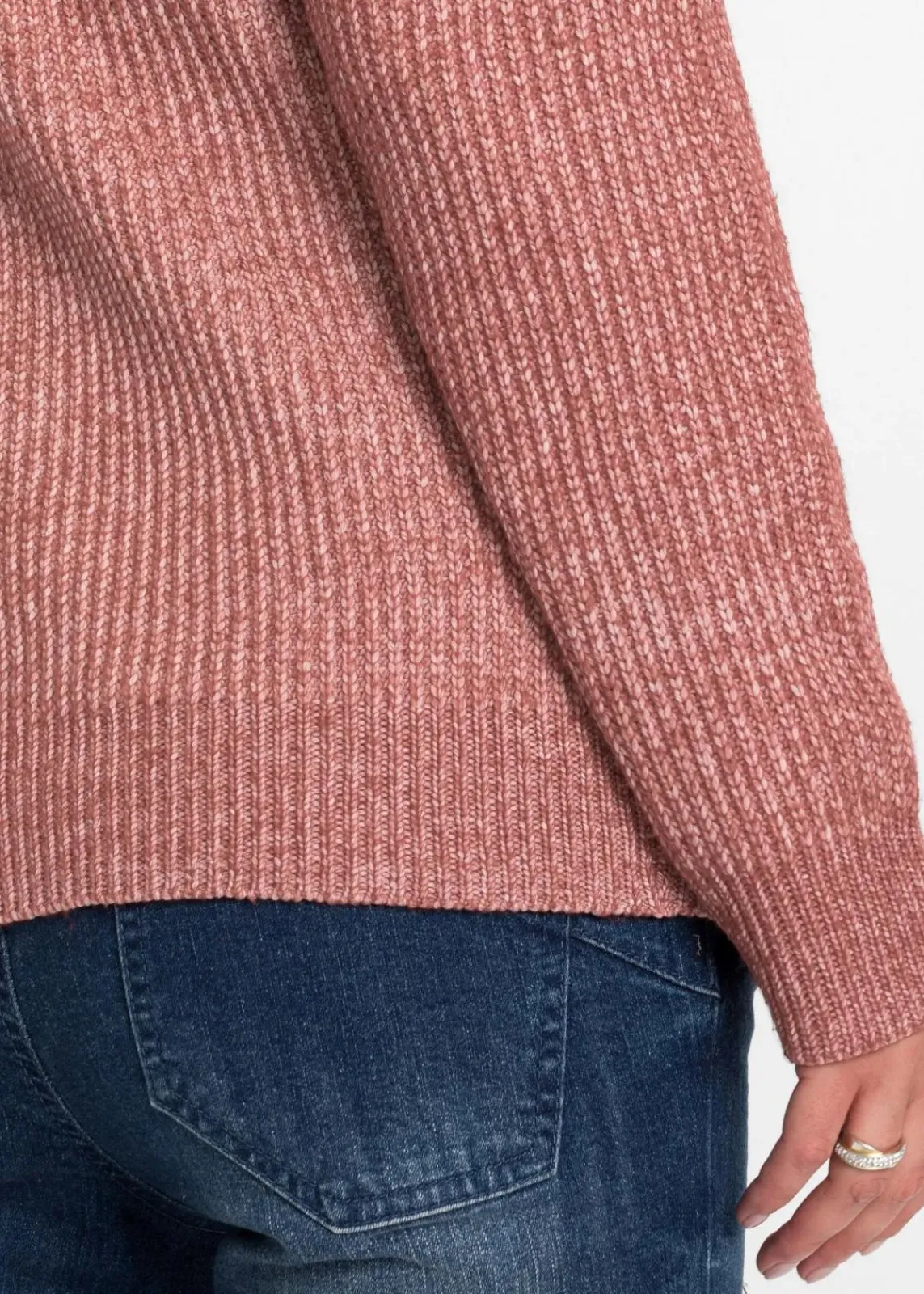 bonprix Pullover & Strickjacken|Bekleidung·Jeans^Pullover mit Knöpfen dunkelrosa meliert