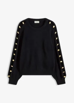 bonprix Bekleidung·Umstandsmode|Bekleidung·Jeans^Pullover mit Metall-Perlen schwarz