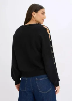 bonprix Bekleidung·Umstandsmode|Bekleidung·Jeans^Pullover mit Metall-Perlen schwarz