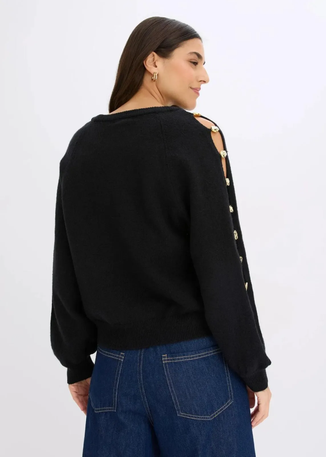 bonprix Bekleidung·Umstandsmode|Bekleidung·Jeans^Pullover mit Metall-Perlen schwarz