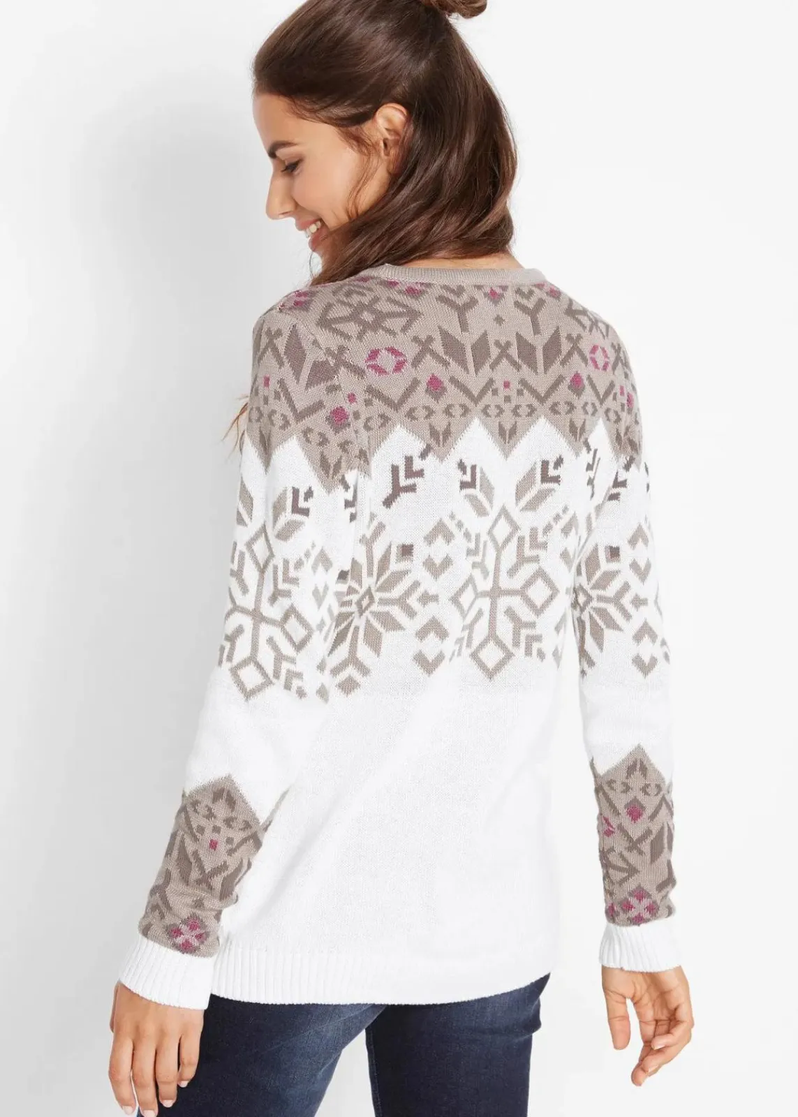 bonprix Bekleidung·Umstandsmode|Pullover & Strickjacken^Pullover mit Norwegermuster wollweiß Norwegermuster