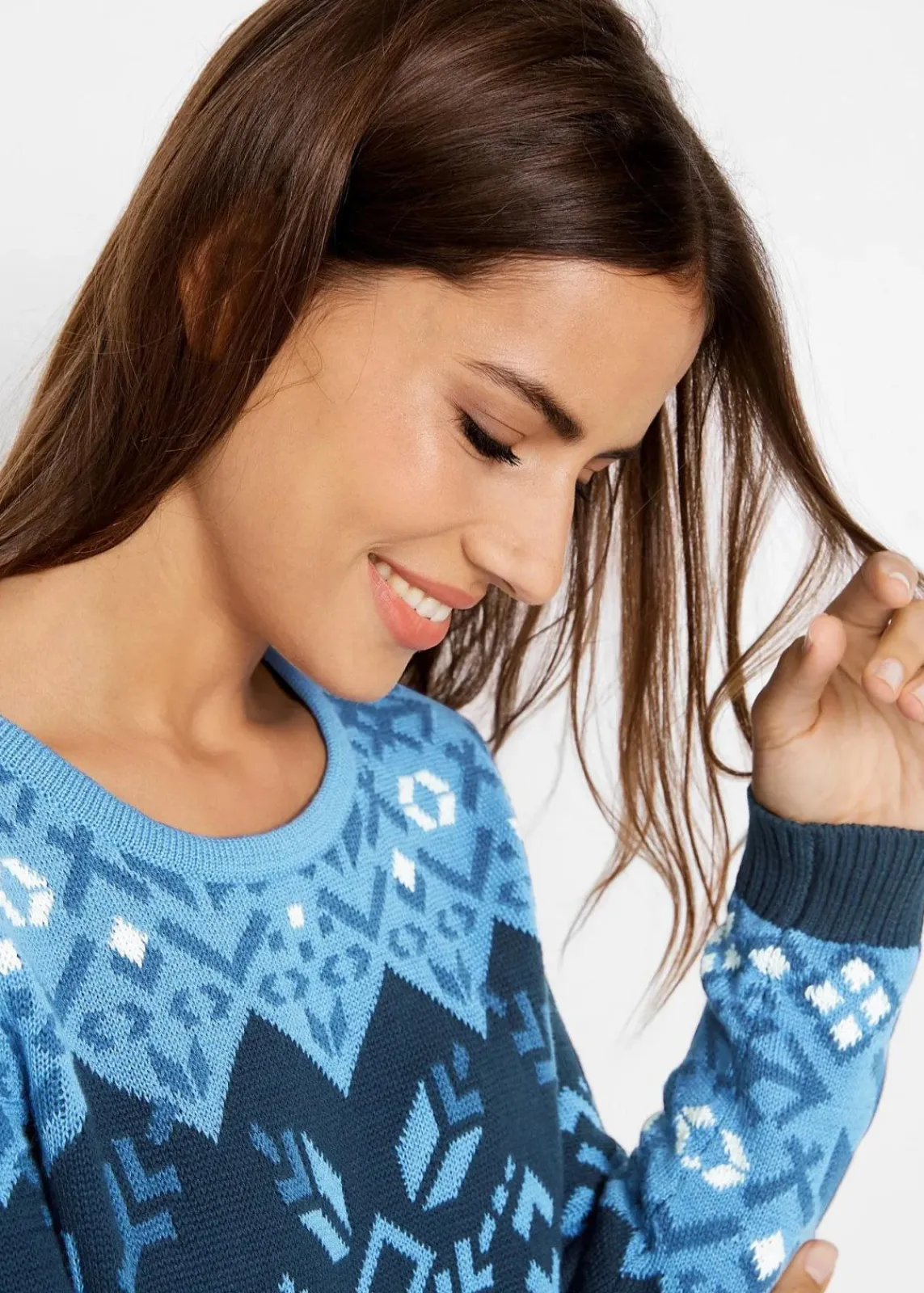 bonprix Bekleidung·Umstandsmode|Pullover & Strickjacken^Pullover mit Norwegermuster dunkelblau Norwegermuster