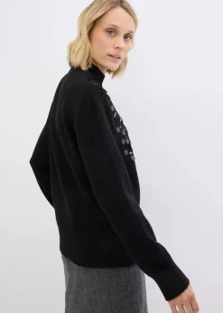 bonprix Nachhaltigere Materialien|Pullover & Strickjacken^Pullover mit Pailetten schwarz