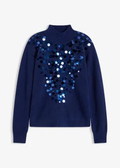 bonprix Bekleidung·Umstandsmode|Bekleidung·Jeans^Pullover mit Pailetten mitternachtsblau